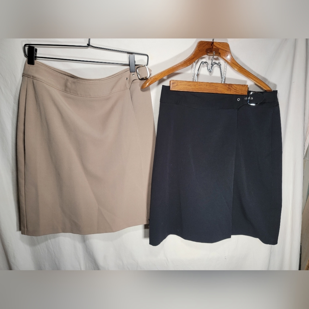 2 skirts size 8 petite by Briggs.  One tan and one black.  Both in great shape.
